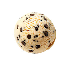 Delicious chocolate chip ice cream scoop, white isolated background., Transparent PNG