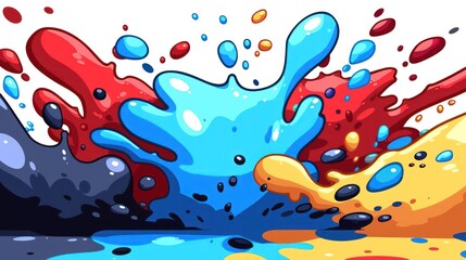 Colorful splashes of paint in vibrant hues creating an energetic visual effect.