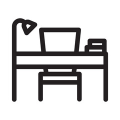 Work Table Icon, Furniture and Household Sign, Work Station Symbol