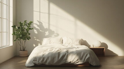 Serenity in Simplicity with a Minimalist Bedroom Embraced by Natural Light