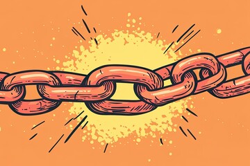 Obraz premium A stylized chain breaking with a burst background.