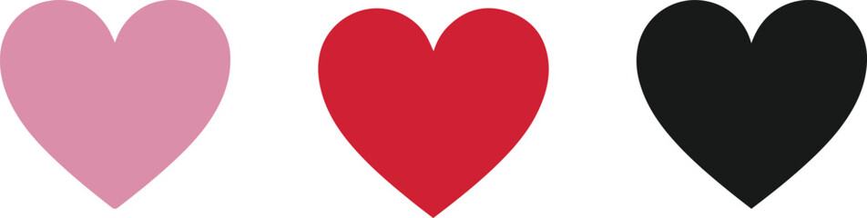 Set of Colorful Hearts - Red, Pink and black