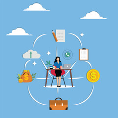 Businesswoman working on the laptop about the business