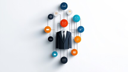 Business Suit with Digital Icons Concept Design