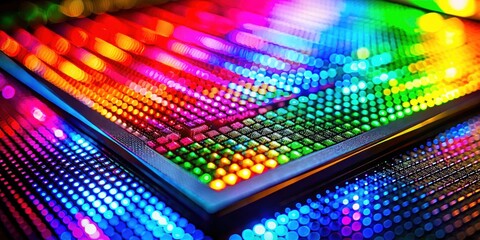 Vibrant macro photography of colorful OLED display for abstract background, colors, OLED, display, macro, photography
