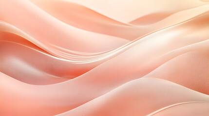 light orange chiffon fabric draped with wave folds, delicate textile background, Bright satin fabric folded for use as a background, Upper type of fabric Textile surface
