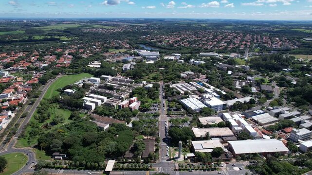 Aerial view of the Universidade Estadual de Campinas. Unicamp. In Campinas, Sao Paulo, Brazil