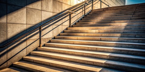 Fototapeta premium Stairs of a building casting shadows in the sunlight, stairs, building, shadows, architecture, steps, urban, exterior