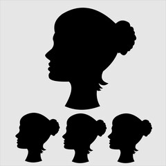 Silhouette image of a woman on a white background
