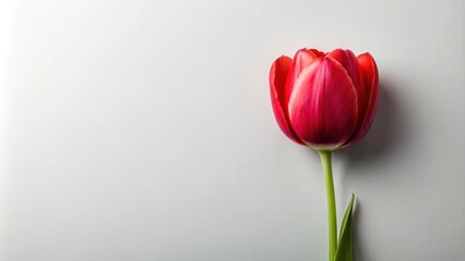 Fototapeta premium Red tulip flowerhead minimalistic design on clean background, red, tulip, flowerhead, minimalistic, design, clean, background