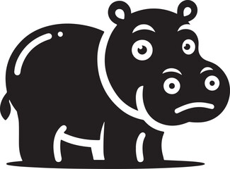 Vector Icon of Hippo Silhouette for Animal and Wildlife Platforms.