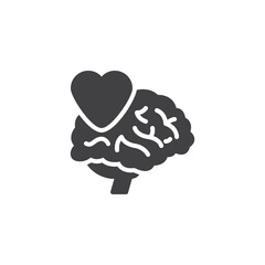 Brain with a heart vector icon
