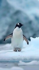Fototapeta premium In the frigid climate, a penguin made with generative AI