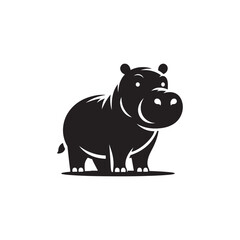 Wildlife App Icon - Hippo Silhouette Vector Design.