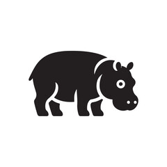 Wildlife App Icon - Hippo Silhouette Vector Design.