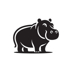 Animal-Themed Vector Icon - Hippo Silhouette for Wildlife Apps.