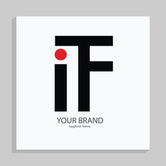 ITF letter branding logo design with a leaf

