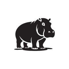 Hippo Silhouette Icon for Nature and Wildlife-Themed Websites.