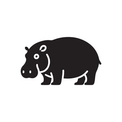 Hippo Silhouette Icon for Nature and Wildlife-Themed Websites.