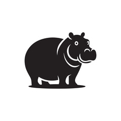 Animal Wildlife Vector Icon - Hippo Silhouette for Apps.