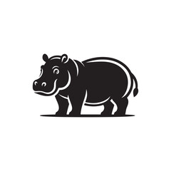 Animal Wildlife Vector Icon - Hippo Silhouette for Apps.