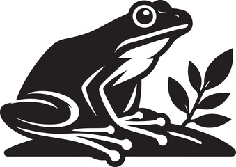Frog Silhouette Isolated on White - Perfect for Mascots and Branding.