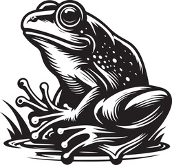 Simple Frog Silhouette on White - Vector Template for Design.