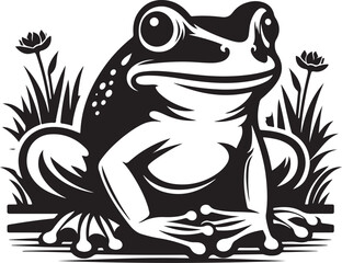 Simple Frog Silhouette on White - Vector Template for Design.