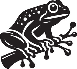 Simple Frog Silhouette on White - Vector Template for Design.