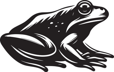 Simple Frog Silhouette on White - Vector Template for Design.