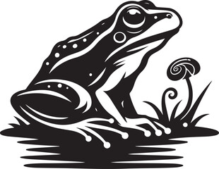 Frog Silhouette for Emblem, Badge, and Label Design - Vector Illustration.