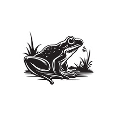 Vector Frog Silhouette on White - Ideal for Branding and Labels.