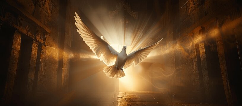 Dove of Light in Ancient Temple