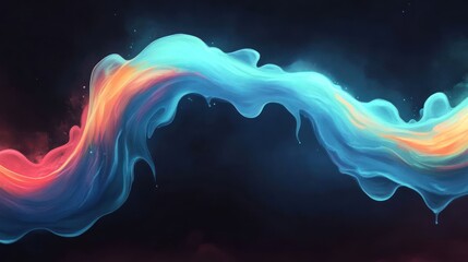 Obraz premium A vibrant, flowing abstract design featuring colorful waves against a dark background.