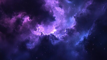 Fototapeta premium A cosmic abstract background filled with swirling galaxies, stars, and nebula clouds in vibrant purples and blues.