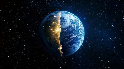 Fototapeta premium Exploring the Mystical Beauty of Earth from Space at Night