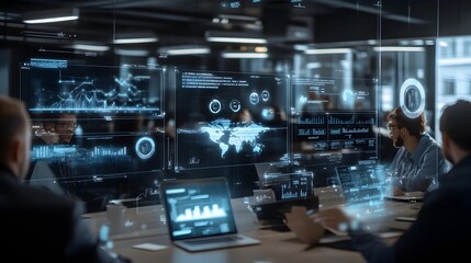 Futuristic Digital Dashboard with Global Data Visualization and Analytics