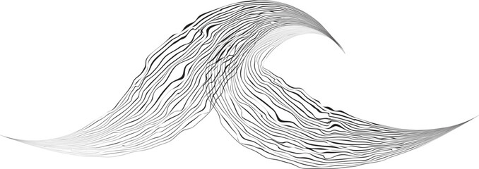 Decorative wave of lines . Asian style waves. Abstract flow linear fluid design element .Zigzag waves. Wavy Music sounds lines. Wavy ornament design.Line art in Chinese style .Vector