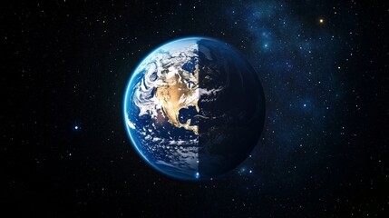 Fototapeta premium Stunning View of Earth Captured from Outer Space During Day and Night Cycle