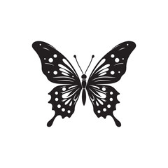 Monarch Butterfly Silhouette Vector Art Isolated on White.