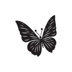 Monarch Butterfly Silhouette Vector Art Isolated on White.