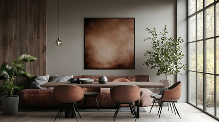 Modern living space with a cozy dining area and natural light.