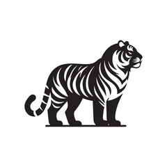 Simple Tiger Silhouette in Motion - Vector Design.