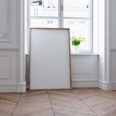 closeup poster photo mockup in modern classic livingroom interior background. 3d rendering