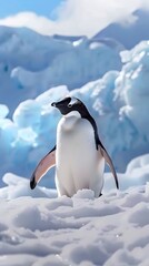 Fototapeta premium A penguin in the frigid areas AI generated Image