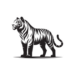 Simple Tiger Silhouette in Motion - Vector Design.