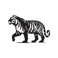 Tiger Silhouette Walking - Clean Vector Illustration.