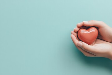 Hands gently cradling a vibrant heart symbol on a soft background for a heartfelt message