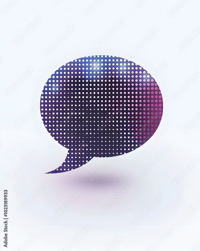 Poster speech bubble icon with dotted pattern symbolizing communication and conversation