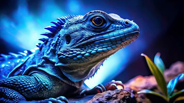 tuatara animal head close up video rotation